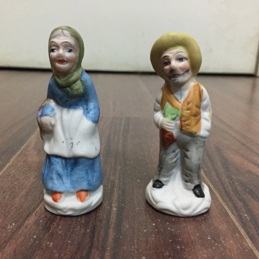 Vintage Man and Woman Ceramic Figure 3.25 Inches Miniature Collectible